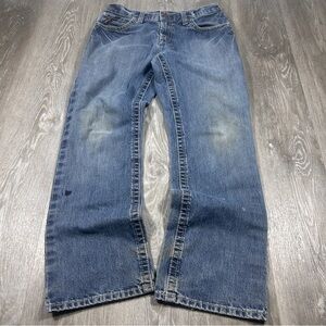 Ariat M4 Dustin Relaxed Boot Cut Jeans Men's 33x32 Blue Denim Light Wash Western